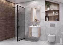 Акватон Мебель для ванной Бостон 75 белая глянцевая, дуб эврика – фотография-2